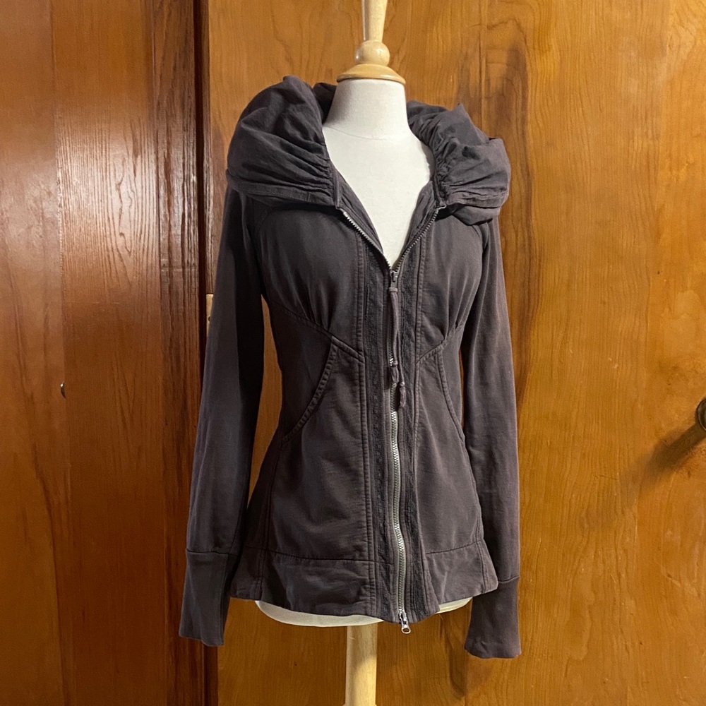 PRAIRIE UNDERGROUND Organic Rare  Lace 3/4 Cloak Hoodie Chocolate Brown Jacket M